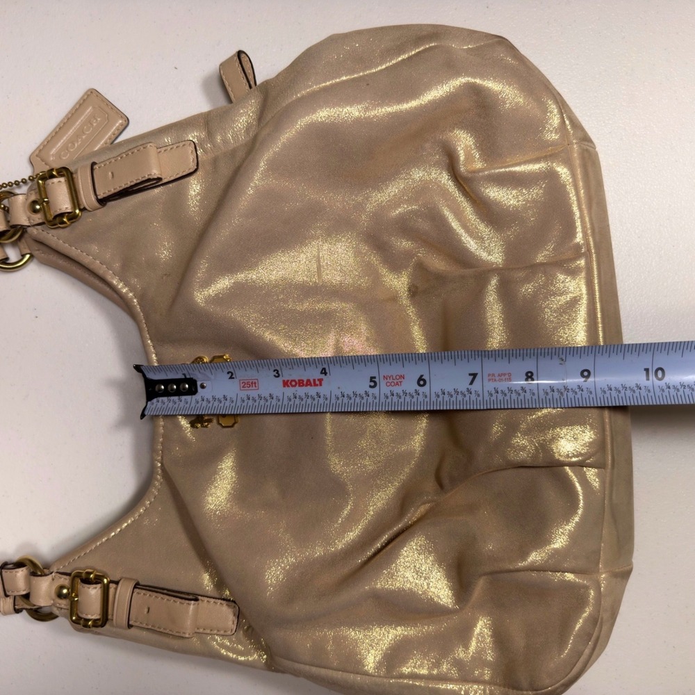 Coach Madison Metallic Leather Maggie Hobo Bag Champagne Gold 19700 Medium - Picture 13 of 16